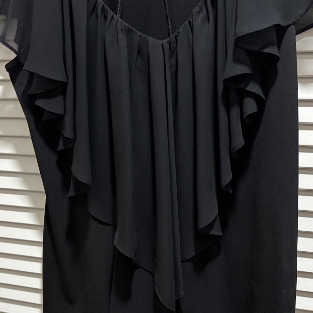 White House Black Market Black Ruffled Blouse